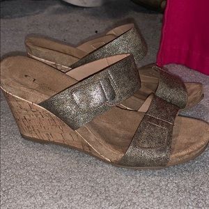 double strap, Chinese laundry wedges. NEVER WORN!